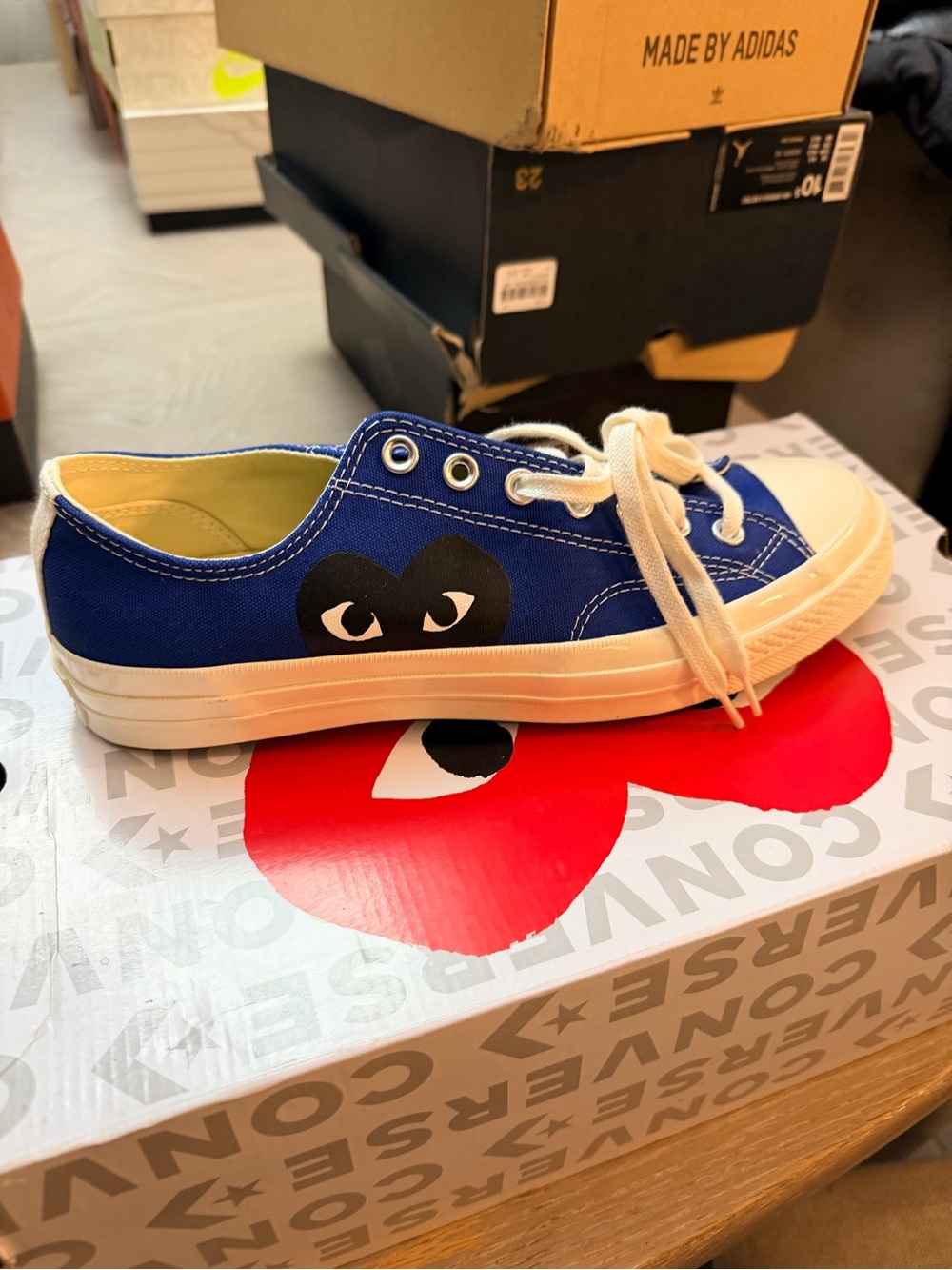 Converse Low-Top Sneakers in Blue with Black Heart Motif